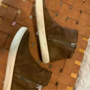 Brown Suede Women's High-Top Sneakers